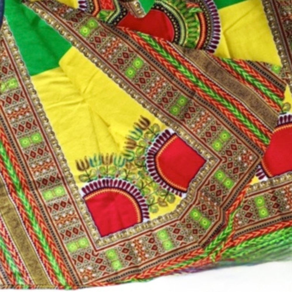 NWT Colorful Dashiki Wrap Print Skirt One Size - Picture 3 of 3